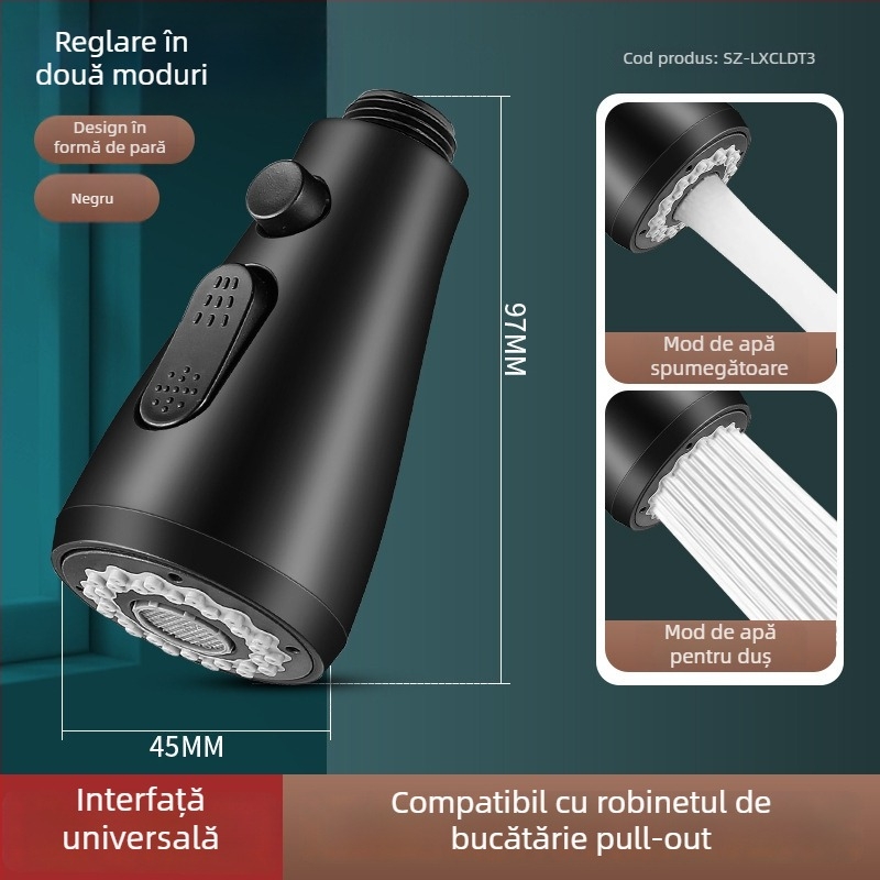 Extensor pentru robinet de bucătărie, cu miez ceramic, corp ABS, montaj prin învârtire, intrare/ieșire Ø0.4, șa a ventilului Ø1.0