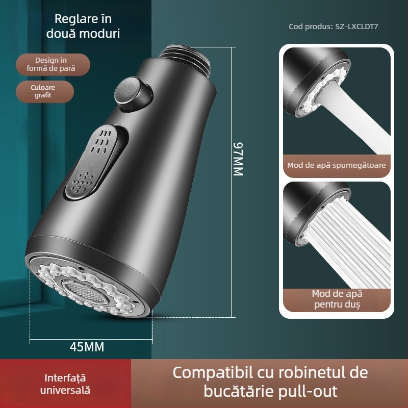 Extensor pentru robinet de bucătărie, cu miez ceramic, corp ABS, montaj prin învârtire, intrare/ieșire Ø0.4, șa a ventilului Ø1.0