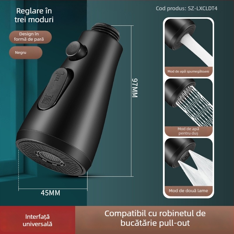 Extensor pentru robinet de bucătărie, cu miez ceramic, corp ABS, montaj prin învârtire, intrare/ieșire Ø0.4, șa a ventilului Ø1.0