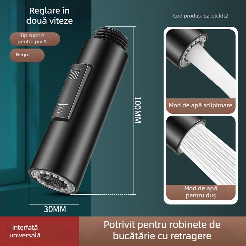 Extensor pentru robinet de bucătărie, cu miez ceramic, corp ABS, montaj prin învârtire, intrare/ieșire Ø0.4, șa a ventilului Ø1.0