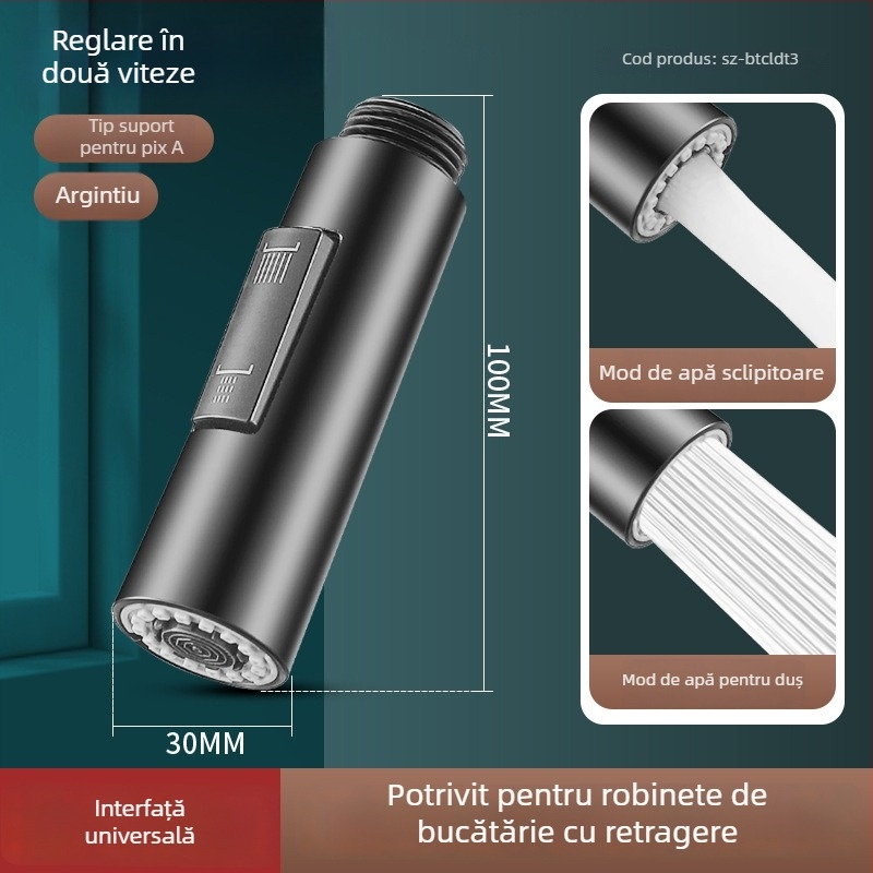 Extensor pentru robinet de bucătărie, cu miez ceramic, corp ABS, montaj prin învârtire, intrare/ieșire Ø0.4, șa a ventilului Ø1.0