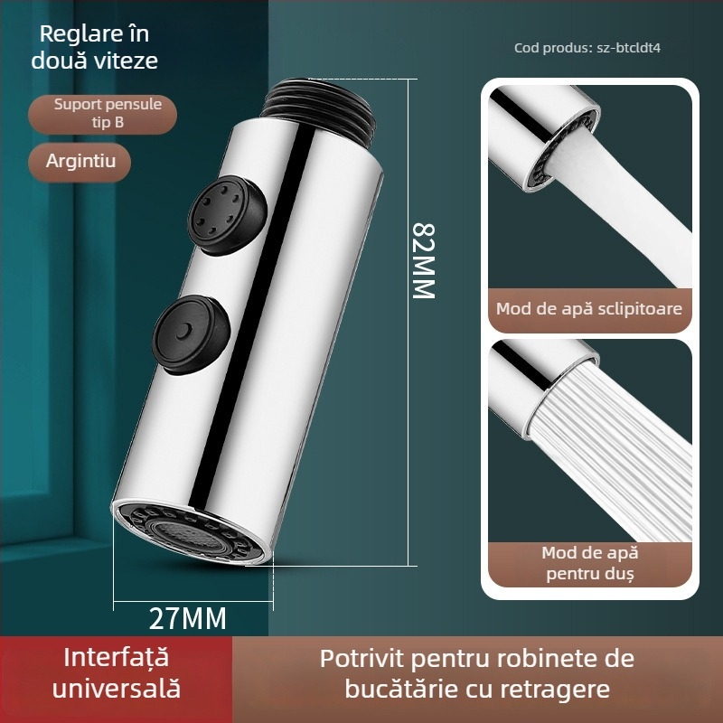 Extensor pentru robinet de bucătărie, cu miez ceramic, corp ABS, montaj prin învârtire, intrare/ieșire Ø0.4, șa a ventilului Ø1.0