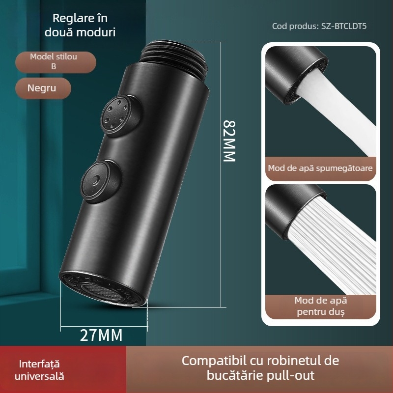 Extensor pentru robinet de bucătărie, cu miez ceramic, corp ABS, montaj prin învârtire, intrare/ieșire Ø0.4, șa a ventilului Ø1.0