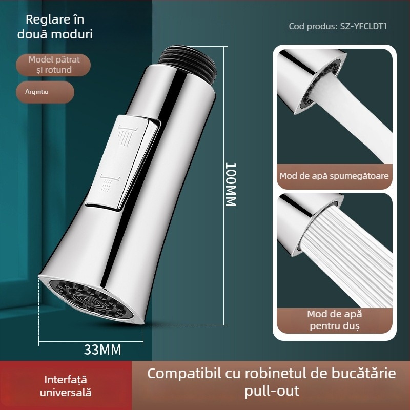 Extensor pentru robinet de bucătărie, cu miez ceramic, corp ABS, montaj prin învârtire, intrare/ieșire Ø0.4, șa a ventilului Ø1.0