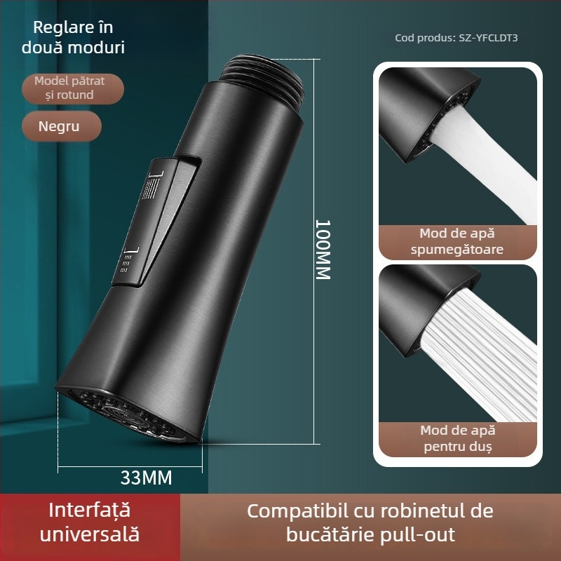 Extensor pentru robinet de bucătărie, cu miez ceramic, corp ABS, montaj prin învârtire, intrare/ieșire Ø0.4, șa a ventilului Ø1.0