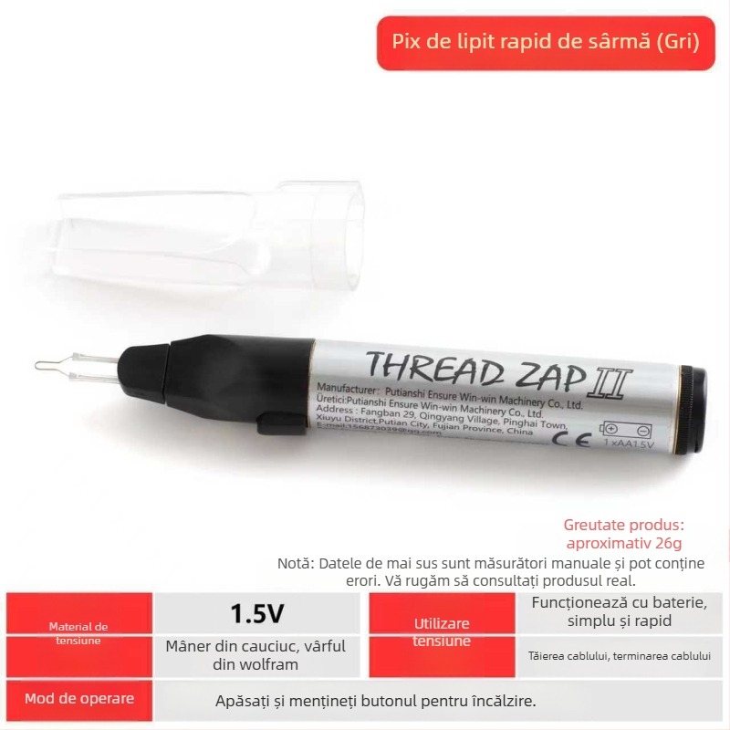 Peniță de Ardere a Firului – Unealtă manuală pentru reparații instantanee ale firului cerat și împletire, pentru bijuterii, portofele și accesorii din piele (Brand: win win; Alimentare: Alte; Tip: Peniță de Ardere a Firului)