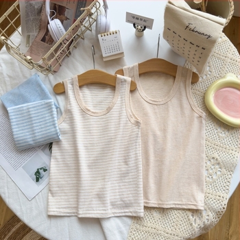 Vesta fără mâneci pentru copii din bumbac tricotat, cu dungi, 80% bumbac, primăvară-vară, unisex