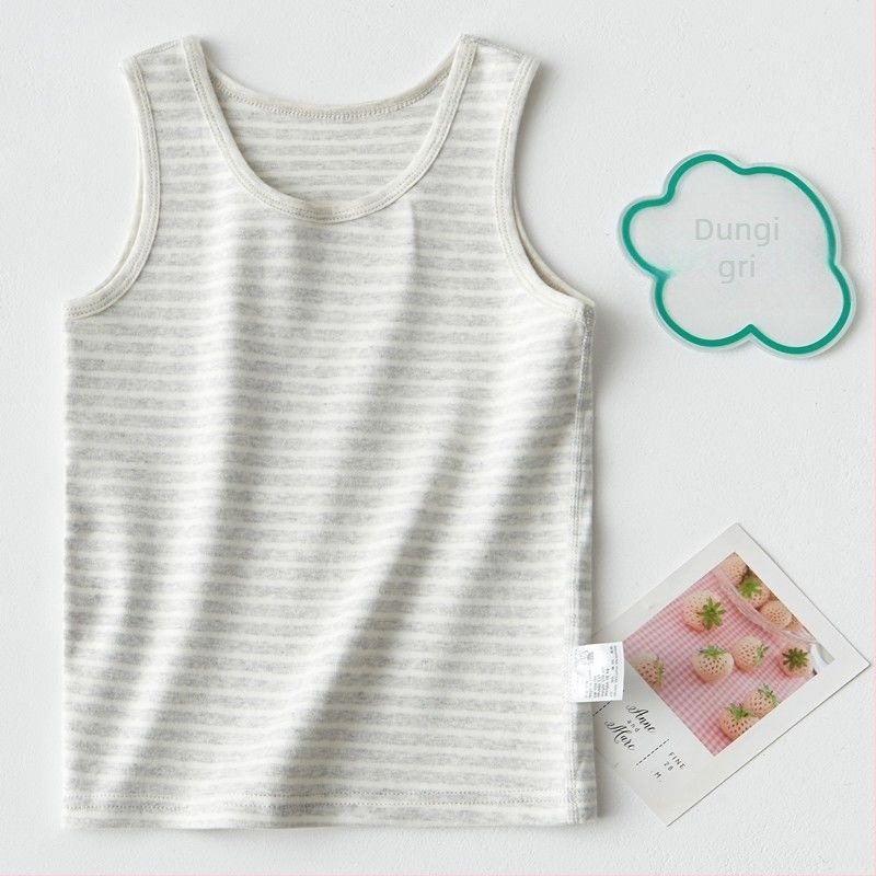 Vesta fără mâneci pentru copii din bumbac tricotat, cu dungi, 80% bumbac, primăvară-vară, unisex