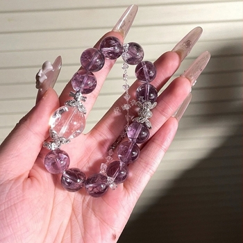 Bratara cu cristal de ametist și accente de cristal, lansare primăvara 2025, stil lux lejer