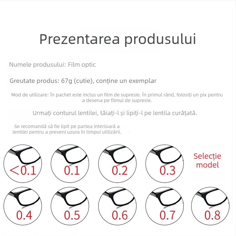 Patch ocular pentru ambliopie cu membrană repressivă – Film optic, model Amblyopic Pressure Film, pentru învățare
