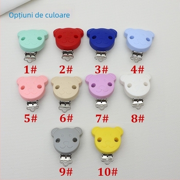 Clip de suzetă din silicon, cu model urs desene animate