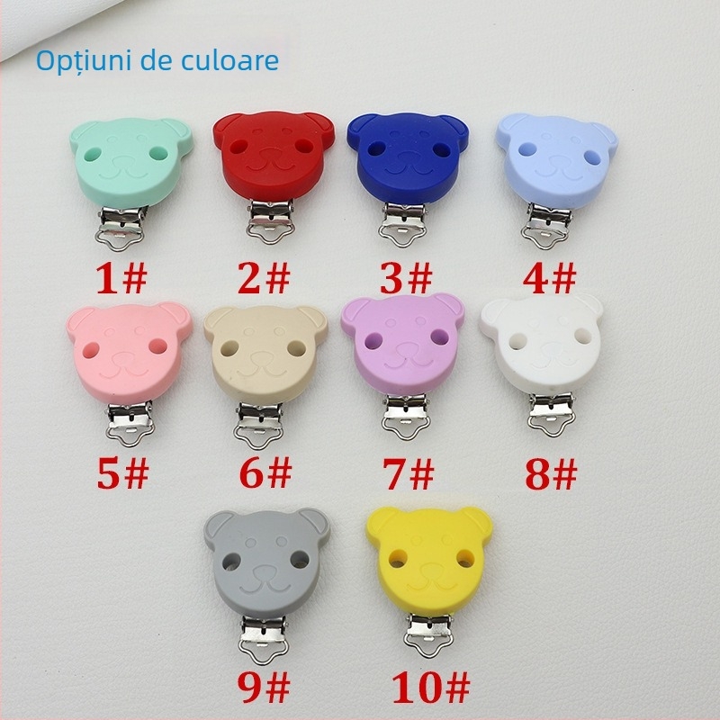 Clip de suzetă din silicon, cu model urs desene animate