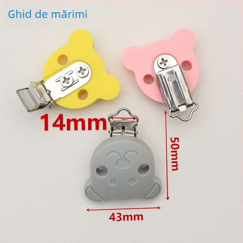 Clip de suzetă din silicon, cu model urs desene animate