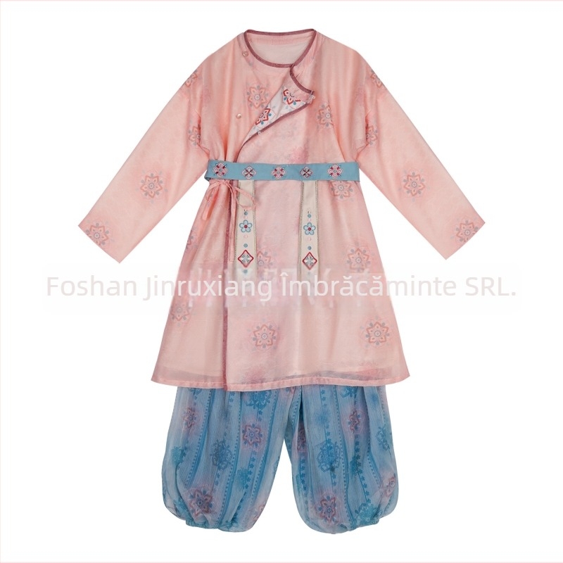 Accesoriu Hanfu pentru copii, geantă mică crossbody, material textil, stil chinezesc, model floral, pentru vârste 0-10 ani, toamnă 2025