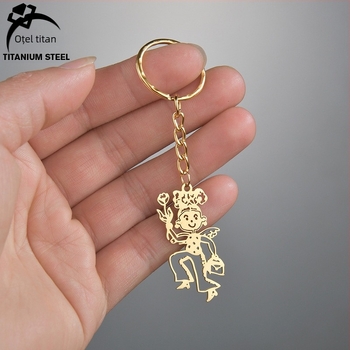 Colier pentru copii în stil desen animat, din oțel inoxidabil, placare electrolitică, pandantiv din oțel de titan, lanț de tip O, personalizare disponibilă