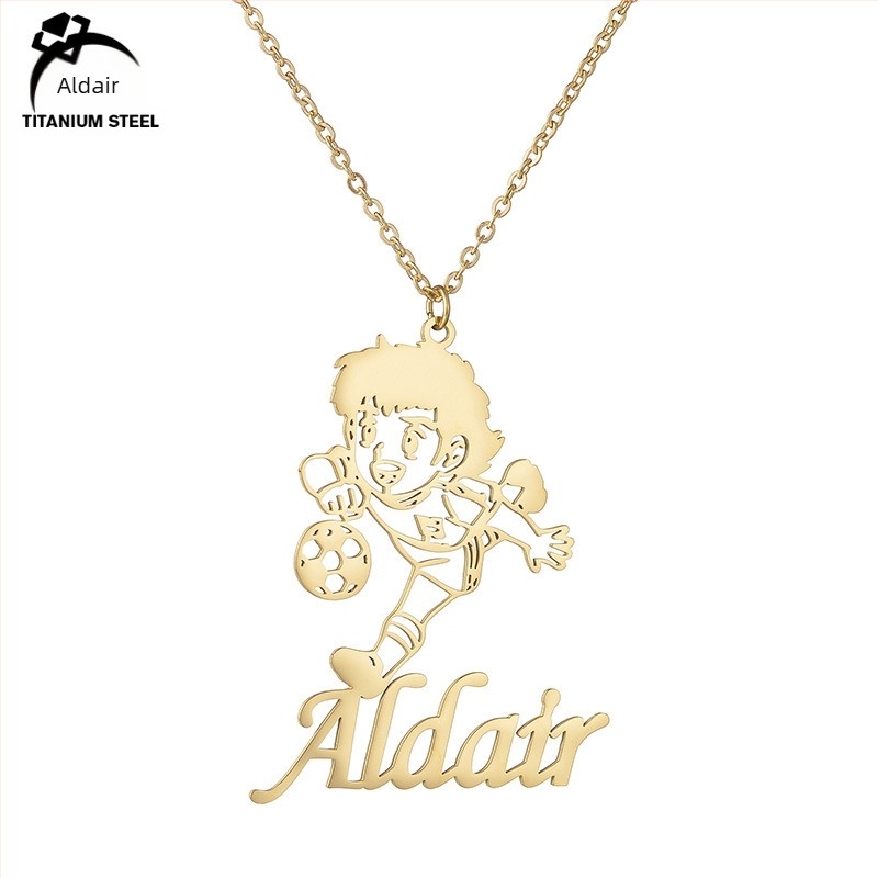 Colier pentru copii în stil desen animat, din oțel inoxidabil, placare electrolitică, pandantiv din oțel de titan, lanț de tip O, personalizare disponibilă