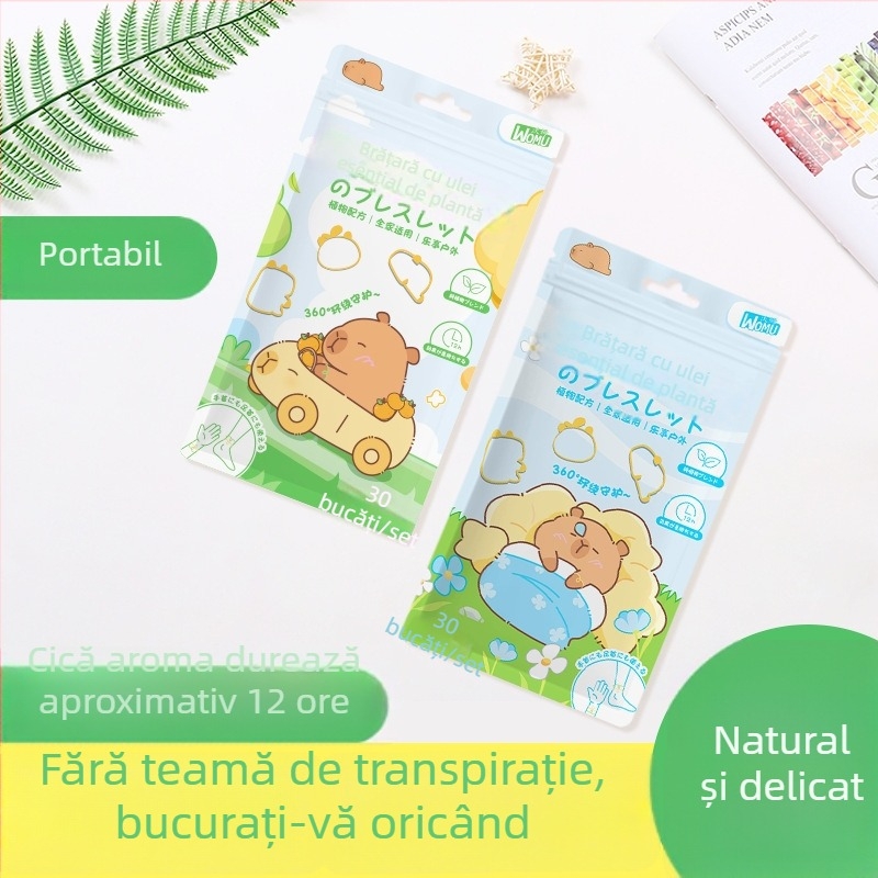 Brățară anti-țânțari cu parfum, brand Warm, stil Kapibala, pentru copii.