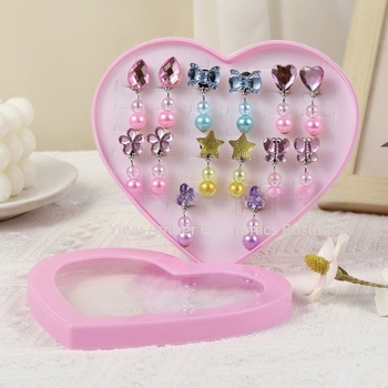 Cercei clip pentru copii, formă de floare, seria Prințesa, material plastic/rasină, stil coreean