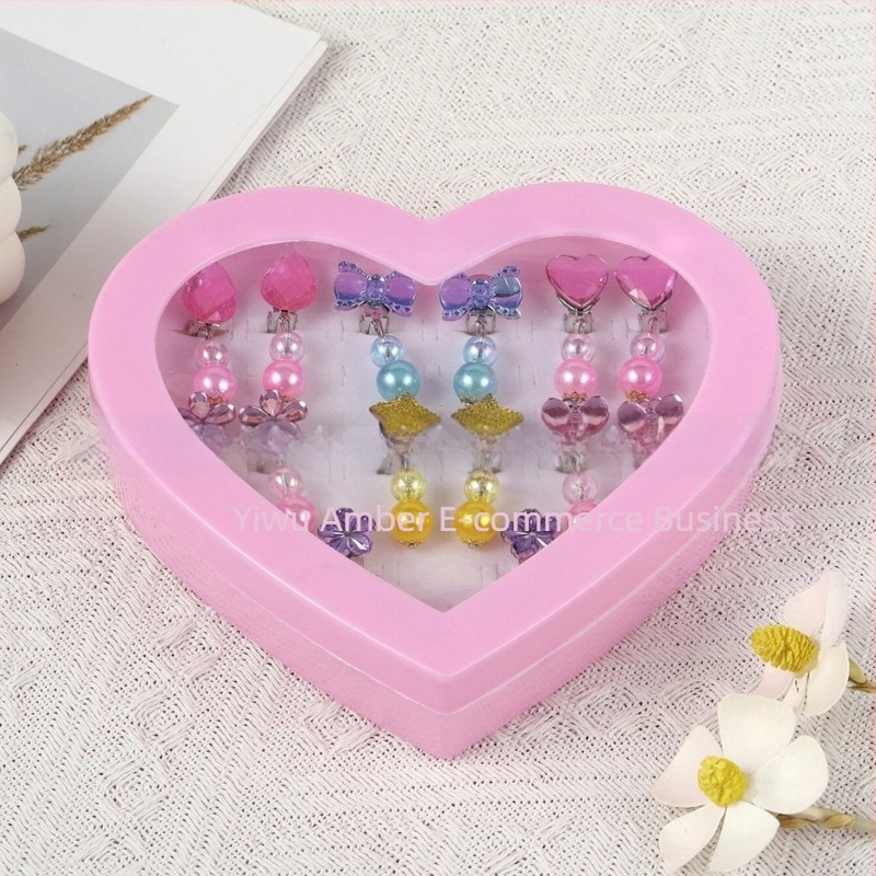 Cercei clip pentru copii, formă de floare, seria Prințesa, material plastic/rasină, stil coreean