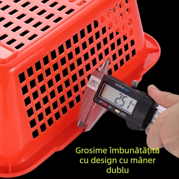 Coș de depozitare, din plastic durabil, dreptunghiular cu drenaj (Model P8011, Material: Plastic, Stil: Simplitate Modernă)