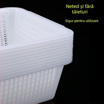 Coș de depozitare, din plastic durabil, dreptunghiular cu drenaj (Model P8011, Material: Plastic, Stil: Simplitate Modernă)