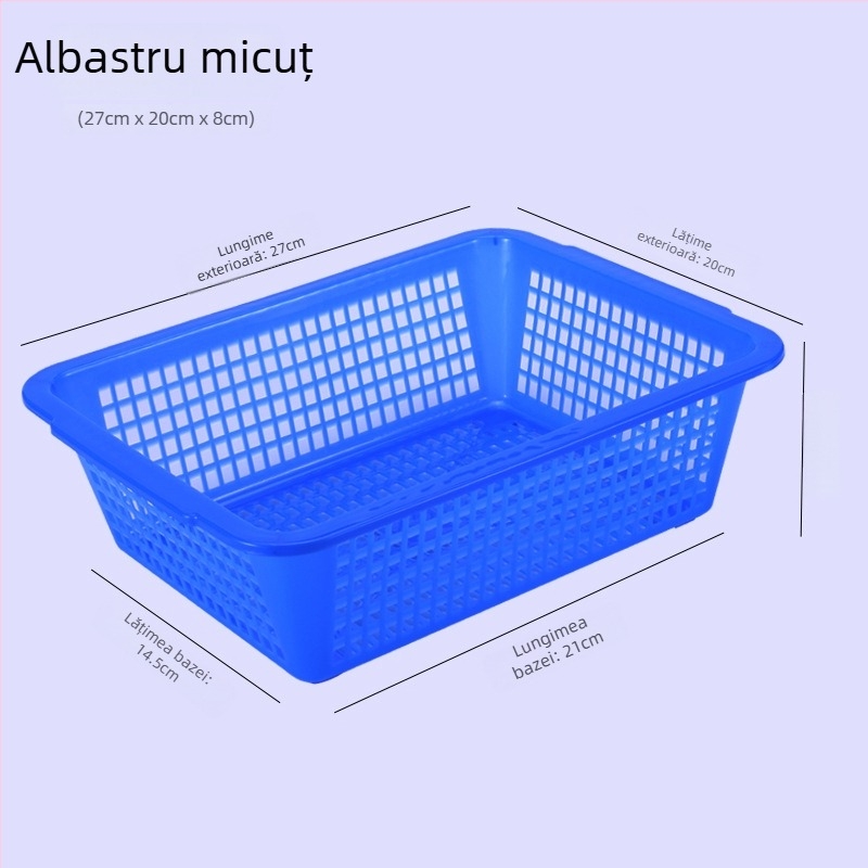 Coș de depozitare, din plastic durabil, dreptunghiular cu drenaj (Model P8011, Material: Plastic, Stil: Simplitate Modernă)