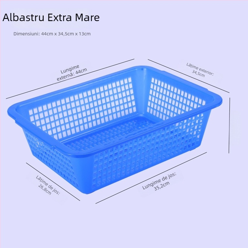Coș de depozitare, din plastic durabil, dreptunghiular cu drenaj (Model P8011, Material: Plastic, Stil: Simplitate Modernă)