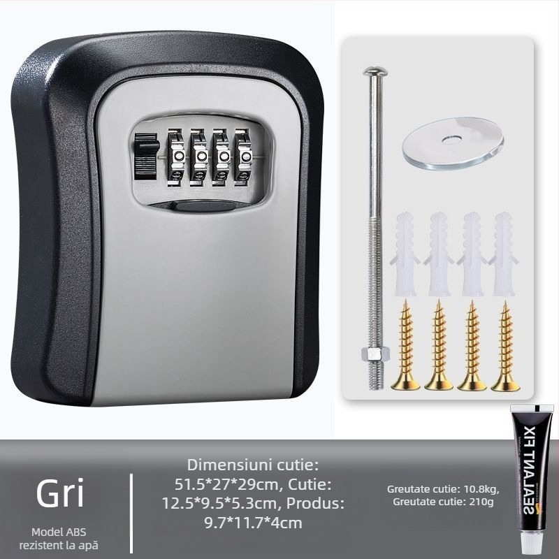 Cutie de chei cu parolă, montată pe perete, cu vizor de ușă | SHASHENG aliaj de aluminiu, anti-furt