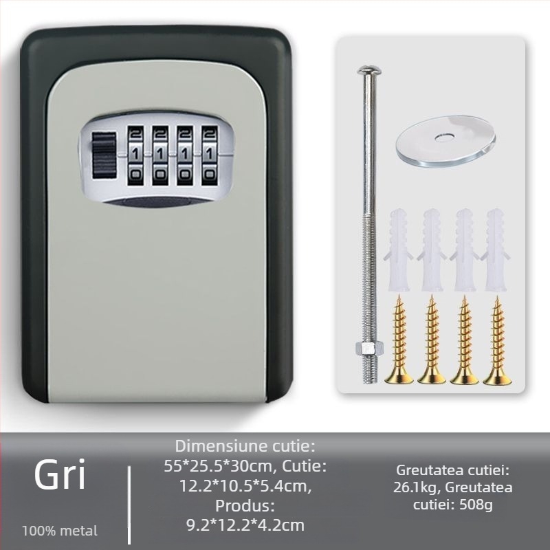 Cutie de chei cu parolă, montată pe perete, cu vizor de ușă | SHASHENG aliaj de aluminiu, anti-furt