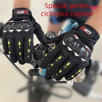 Mănuși tactice pentru copii, pentru bicicletă, cu degete întregi, acril pentru căldură, 8–14 ani