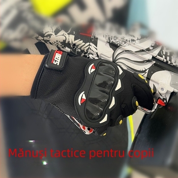 Mănuși tactice pentru copii, pentru bicicletă, cu degete întregi, acril pentru căldură, 8–14 ani