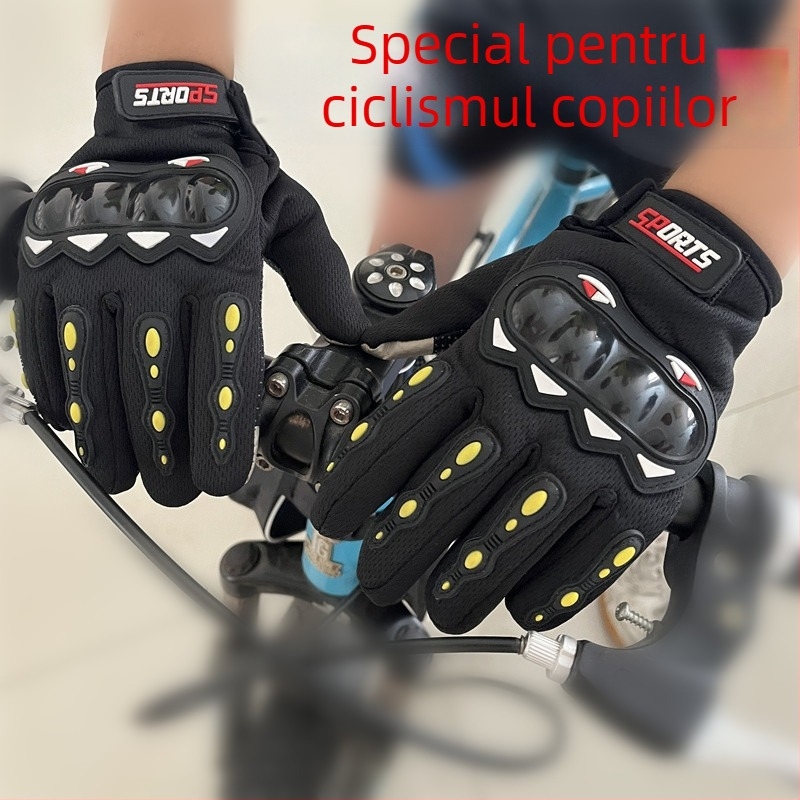 Mănuși tactice pentru copii, pentru bicicletă, cu degete întregi, acril pentru căldură, 8–14 ani