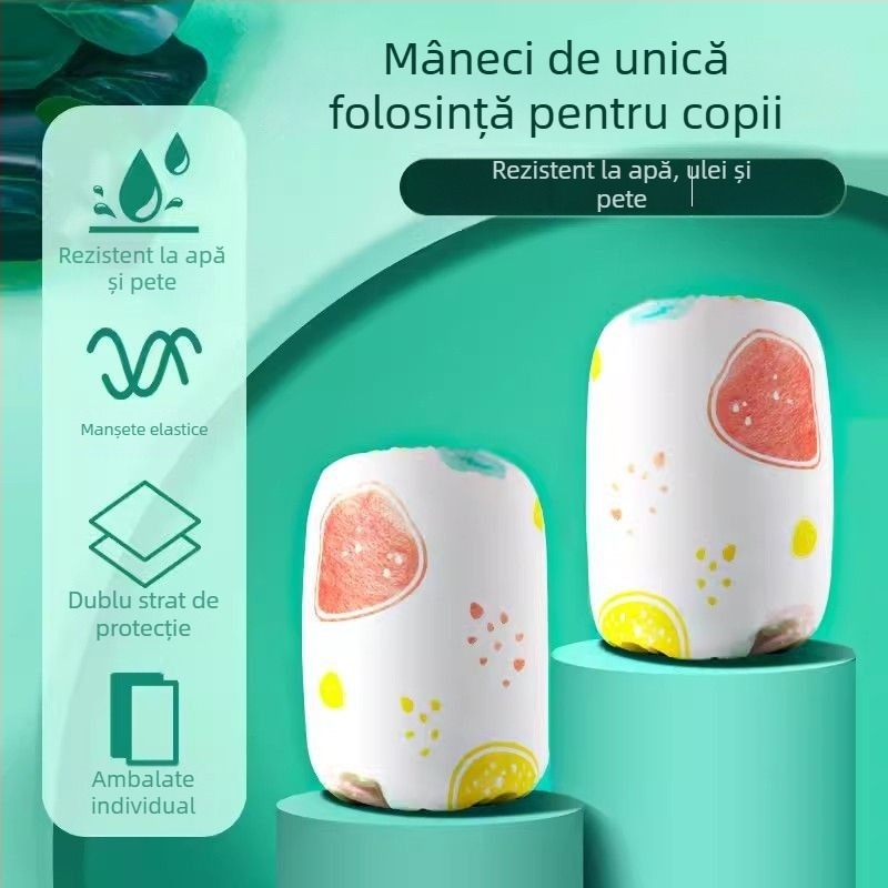 Manșete de unică folosință pentru copii, protecție, material textil, potrivire universală, model solid