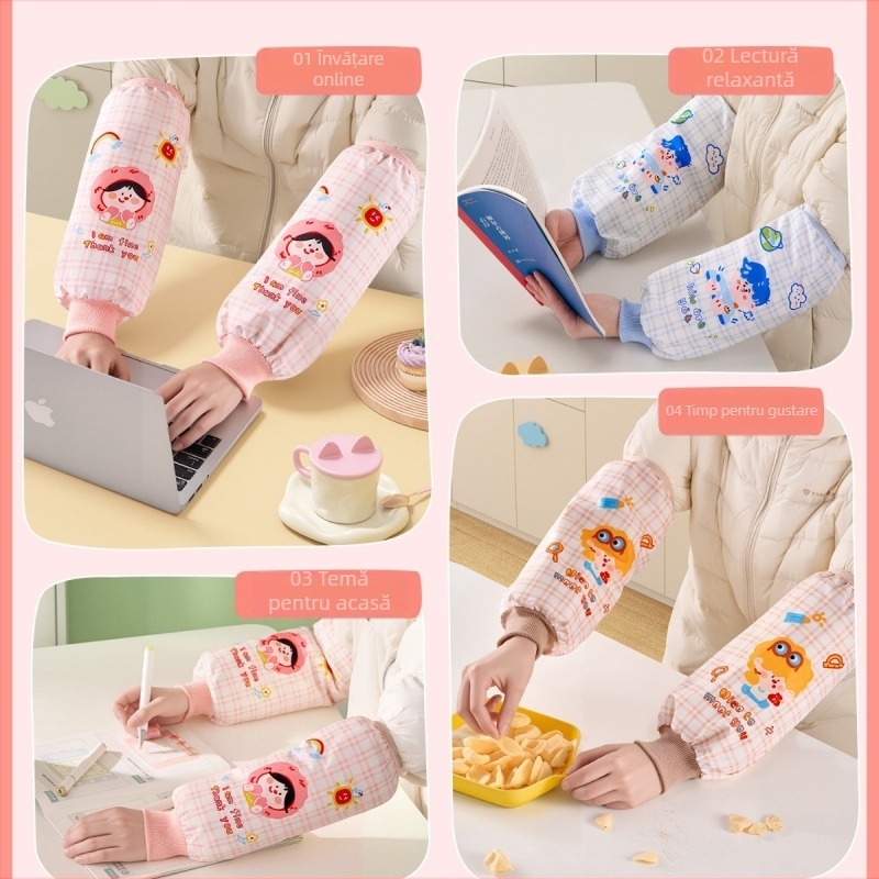 Manșete de protecție cu imprimeu desen animat, material Oxford impermeabil, stil modern minimalist