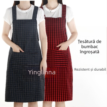 Șorț de bucătărie - stil coreean, fără mâneci, din bumbac-lin, rezistent la murdărie, îmbrăcăminte de lucru pentru bucătărie