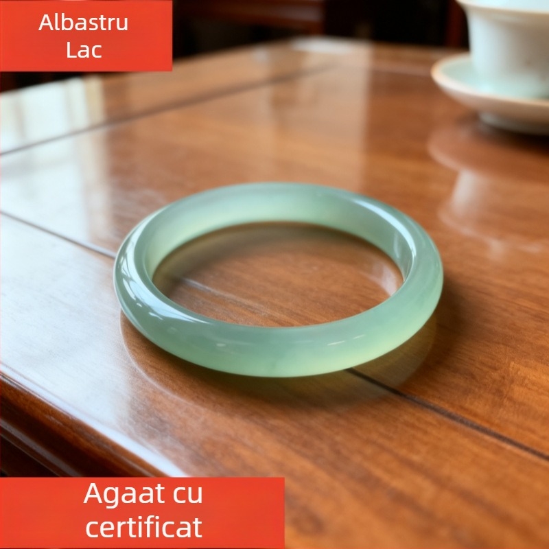 Brățară din calcedonie agat, rotundă, lustruită, stil Xiaoxiangfeng, primăvara 2025