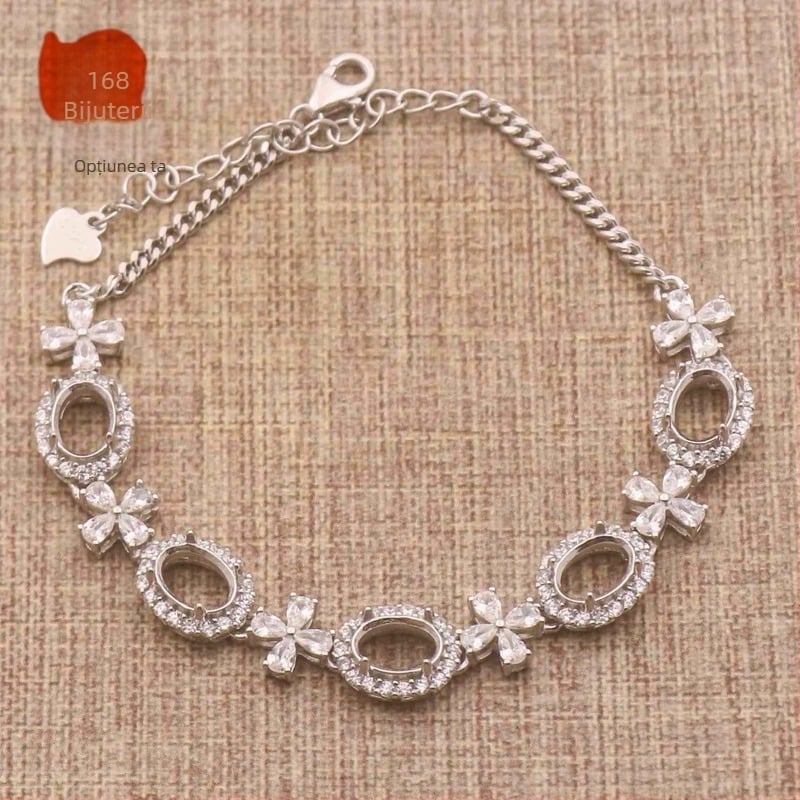 Bază de brățară din argint S925 pentru femei – kit DIY cu forme multiple (constelație, inimă, fruct, frunză, picătură, litere), placare electro, design original