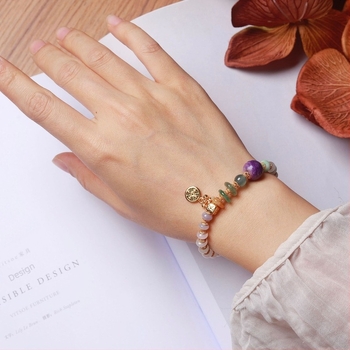 Brățară din jad cu mărgele abac pentru femei (Brand: Muge; Stil: Brățară, feminin, stil chinezesc; Tratament: încrustare cu argint; Ambalare: ambalaj individual)