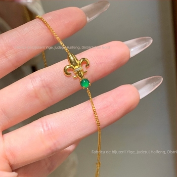 Brățară Jadeite cu inlay din argint S925, design proaspăt în formă de romb pentru femei