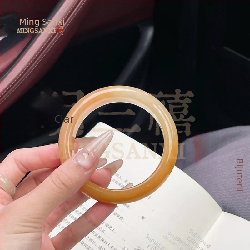 Brățară din jad galben natural, jad cuarzit – stil chinezesc
