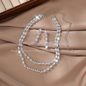 Colier - Zircon, Rhinestone pandantiv, Formă geometrică, Lanț bambus, Placare electroplată