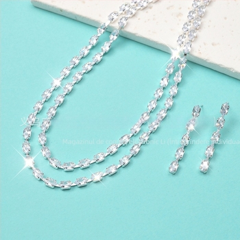 Colier - Zircon, Rhinestone pandantiv, Formă geometrică, Lanț bambus, Placare electroplată