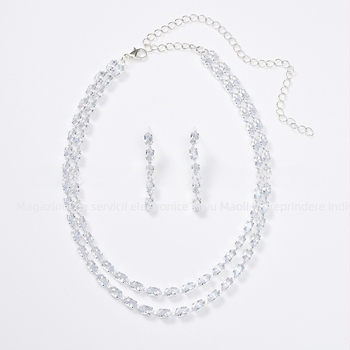 Colier - Zircon, Rhinestone pandantiv, Formă geometrică, Lanț bambus, Placare electroplată