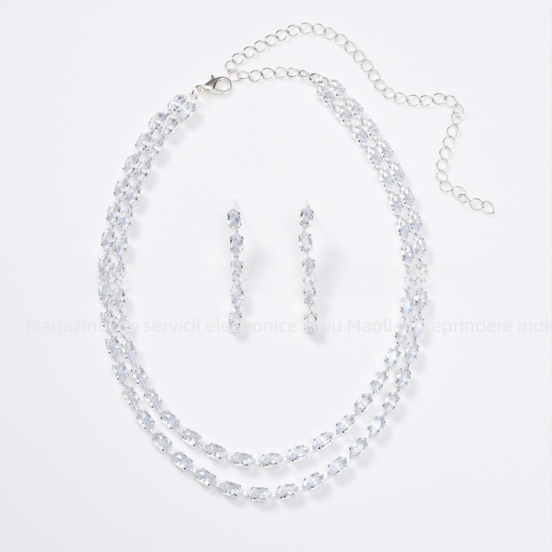 Colier - Zircon, Rhinestone pandantiv, Formă geometrică, Lanț bambus, Placare electroplată