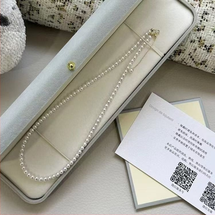 Colier cu perle de apă dulce, formă perfect rotundă, lanț Millet cu perle, închidere din aur 18K, accesorii din argint 925