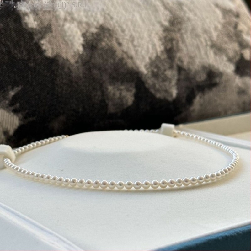 Colier cu perle de apă dulce, formă perfect rotundă, lanț Millet cu perle, închidere din aur 18K, accesorii din argint 925