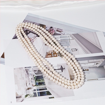 Colier cu perle de apă dulce, perle aproape rotunde, lanț din aliaj, stil elegant minimalist pentru afaceri