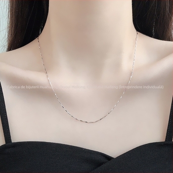 Colier din argint 925, lanț box, reglabil, unisex, stil casual