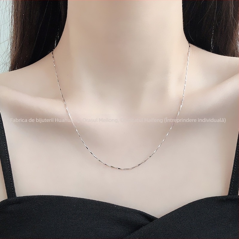 Colier din argint 925, lanț box, reglabil, unisex, stil casual