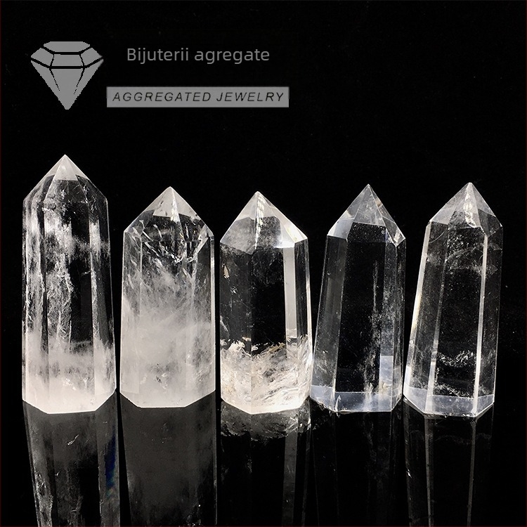 Ornament din cristal, prismă hexagonală, material natural, finisaj șlefuit, 0,03 kg